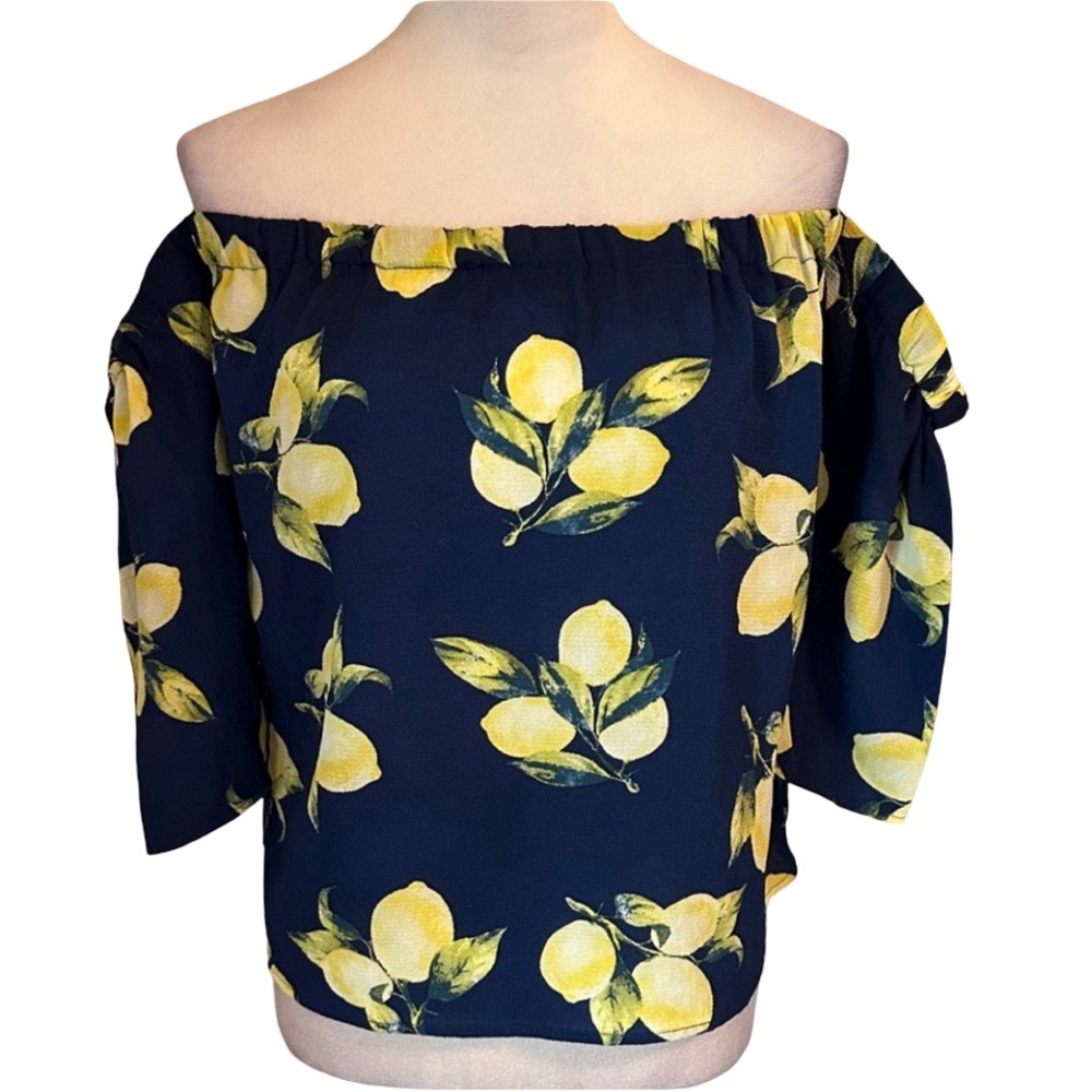 Chic Off-Shoulder Lemon Print Blouse